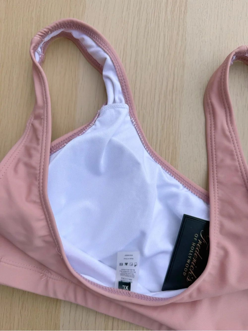 Frederick’s of Hollywood Vedra Bikini Top Ballerina Blush Pink Tank Shoulder XL